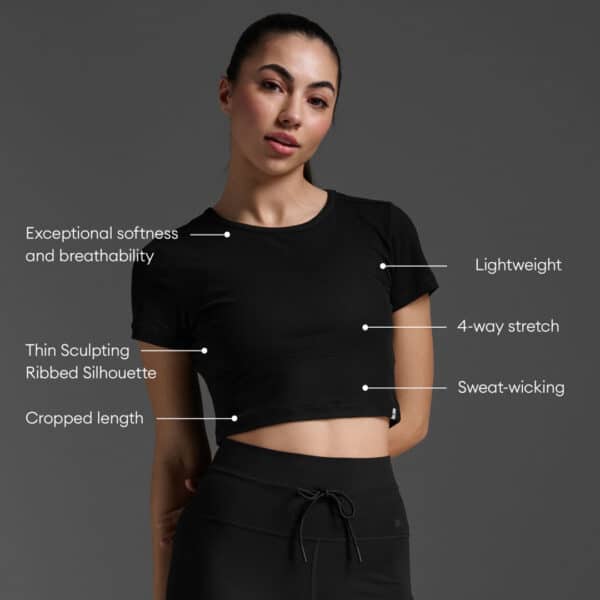 WR7413a_BLK-WHT_2 WR7413a 2XU Fluid Modal Rib Crop Tee bolur - Image 8