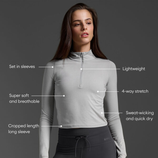 2XU OL Flex Crop 1/2 Zip langerma, kvenna - Image 6